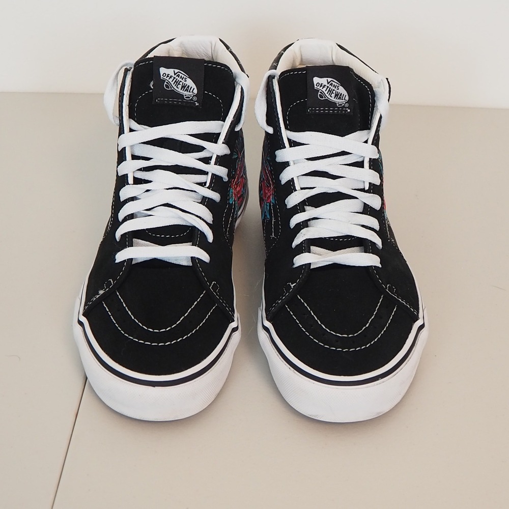 Vans Sk8-Hi Rose Skull Sneakers Men 8 Women 9.5 Black Skeleton High Top Shoes - Picture 2 of 10